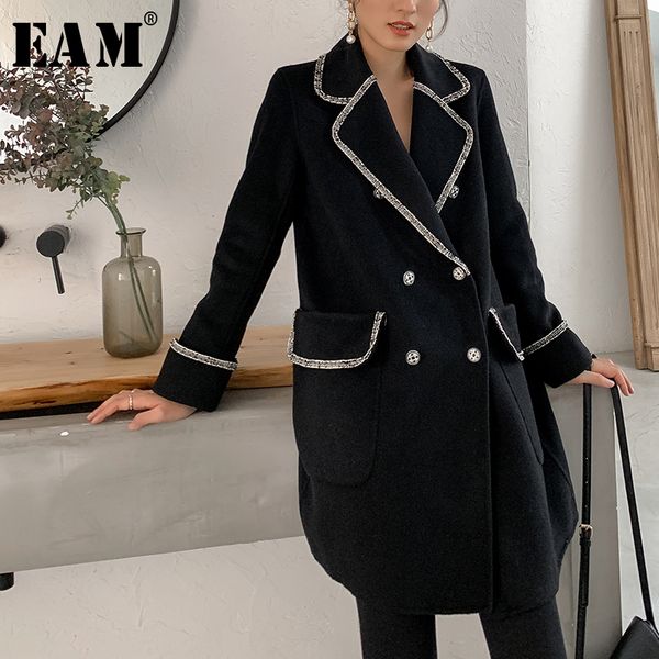 

eam] loose fit black double breasted leisure woolen coat parkas new long sleeve women fashion tide autumn winter 2020 1x590