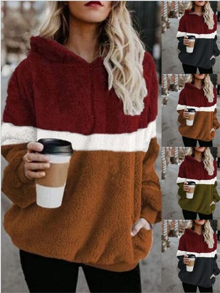 

fleece famale spring autumn long sleeve pullover hooded sweatshirt three color patchwork womens hoodies, Black