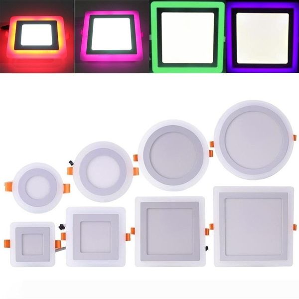 

round square led panel downlight 6w 12w 18w 24w double color led ceiling recessed lights 3 model led down lights ac 110-240v