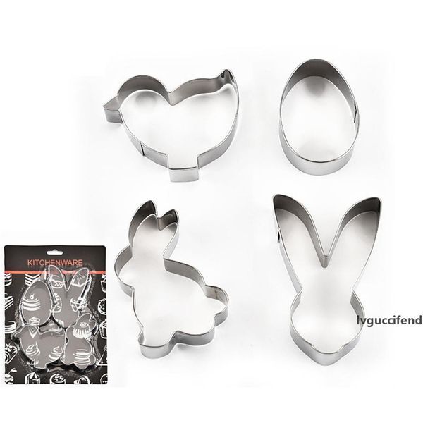 

stainless steel cookie biscuit mold cutters 3d bunny rabbit egg mould kitchen baking tools easter decoration jk2001