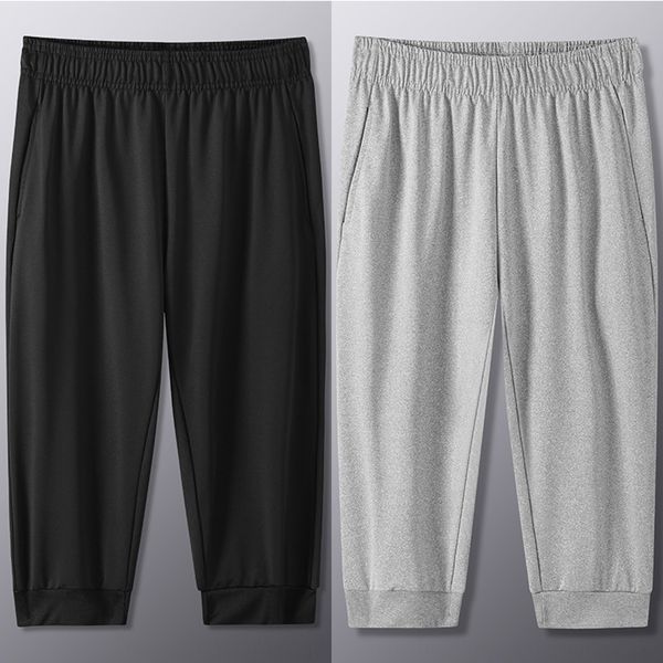 

12udi sports shorts men's cropped basketball casual loose quick-drying thin cropped summer casual pants ice silk running basketball pan, Black