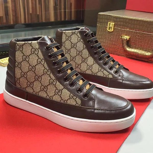 

lightweight men 's high sneaker luxury men boots outdoor walking footwears lace -up plus size men shoes fashion sneake, Black