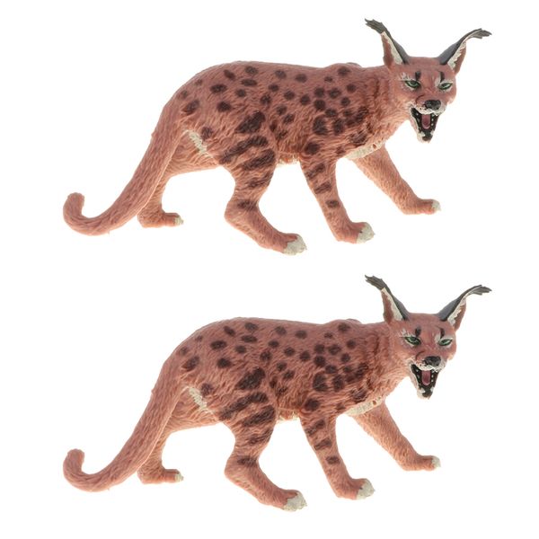 

2pieces plastic wild animal model figure toy home decor leptailurus serval