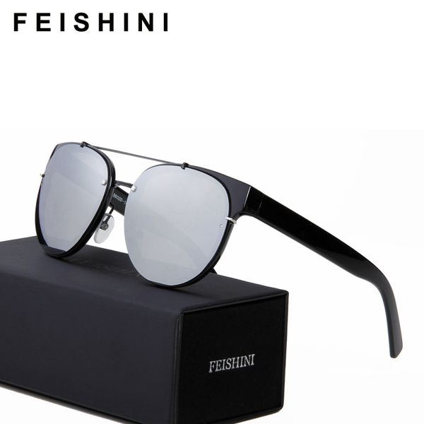 

feishini superstar black eyewear men zonnebril cobain vintage steampunk small round sunglasses women punk mirror, White;black