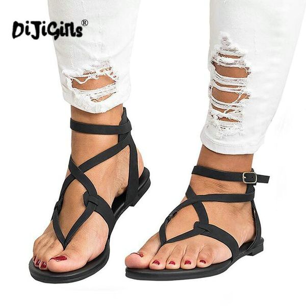 

drop ship 2020 shoes woman bandage summer female casual low heels ankle strap women sandals mujer sandalias flip flops, Black