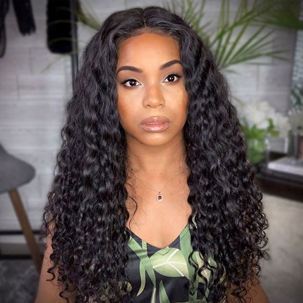 

13x6 lace front wigs for women curly human hair wigs 150% density brazilian glueless lace front wig full black remy ever beauty