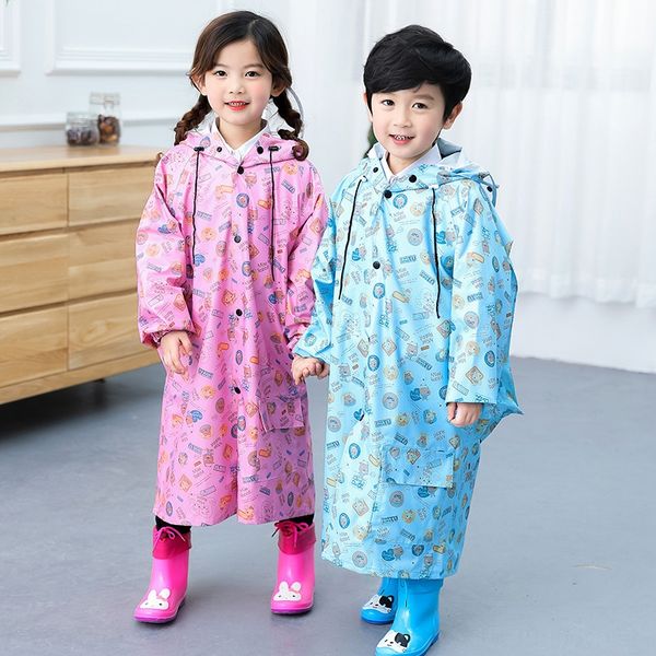 

children's raincoat with big brim and schoolbag oxford cloth schoolbag oxford cloth baby student poncho, Black