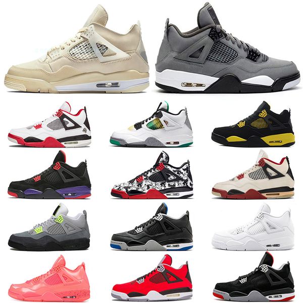 

jumpman 4 mens basketball shoes 4s sail white cement bred raptors alternate tattoo neon fire red cool grey black cat sports sneaker 40-47