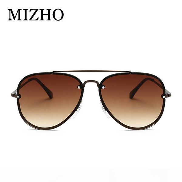 

mizho 2020 new rimless silver tinted sunglasses women brand designer pilot uv protector sun glasses aviador ladies mx200619, White;black