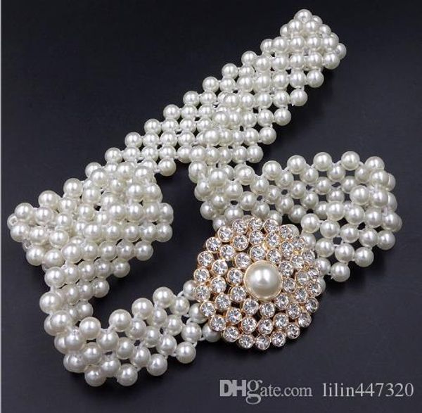 

new brand belt pearl elastic belt luxury belt designer belts for women business belts designer pearl belts ing, Black;brown