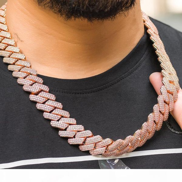 

k 19mm prong cuban link choker full iced out chain bling hip hop dad jewelry, Silver