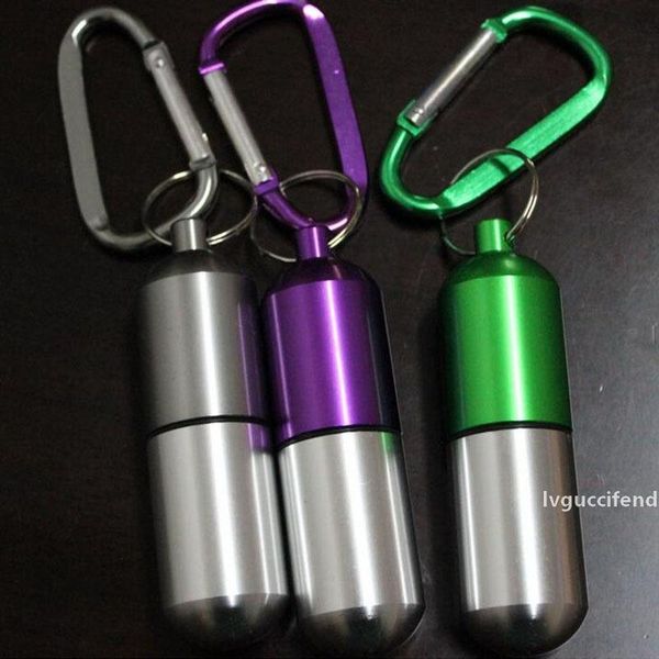 

portable mini aluminum pill case medicine box holder container outdoor keychain waterproof wholesale za5302