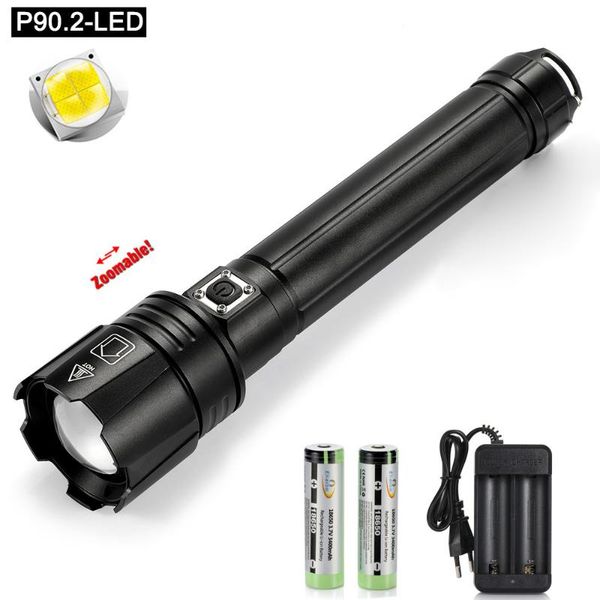 

new 7500 lumens xhp90.2 zoom powerful led usb torch hunting light camping outdoor lantern