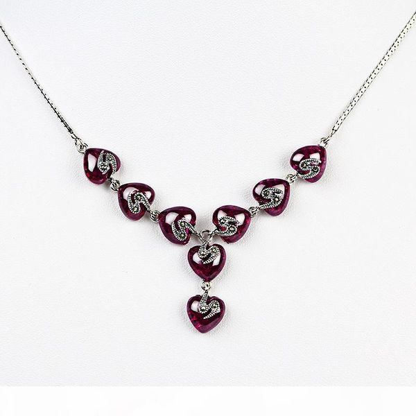 

fashion- style ruby heart necklace luxury personality chain, Golden;silver