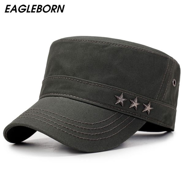 

eagleborn army 3 stars flat mens women caps hat adjustable casual military hats for men snapback cadet military patrol t200720, Blue;gray