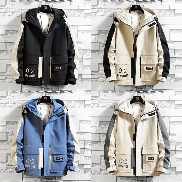 

9naci spring functional jacket men's spring and autumn loose all-match korean style trendy large overalls cotton-padded overalls size c, Black;brown