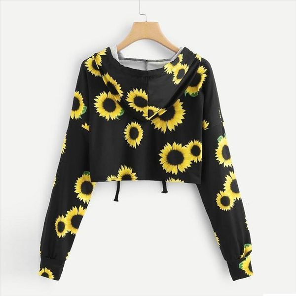 

new fashion womens clothing applique womens long sleeve sunflower printing hooded sweatshirt blouse drop shipping, White