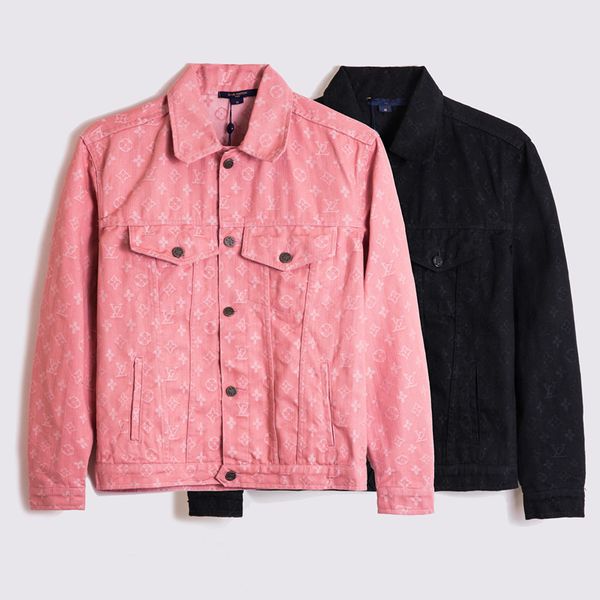 

whosale 2020 new fashion mens womens designer denim jackets fashion luxury black pink blue purple couple classic denim lapel neck jackets, Black;brown