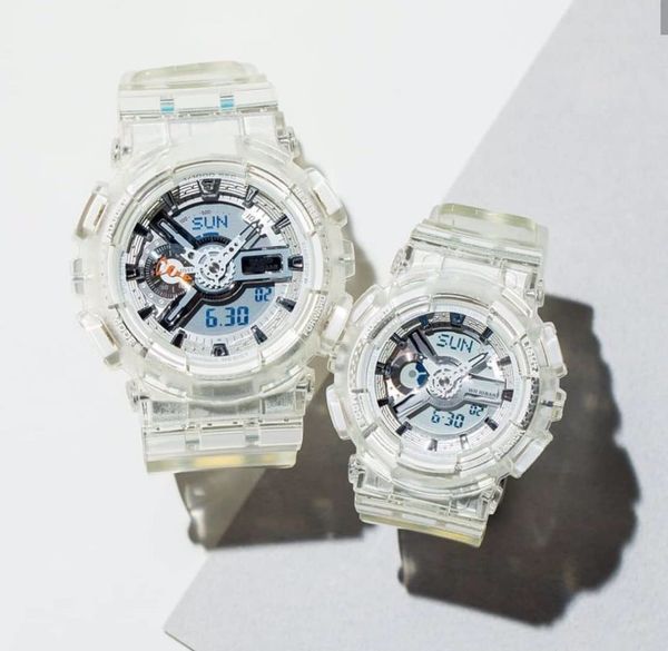 

transparent rubber sports watch large dial sports men's waterproof multi-function luxury watch factory wholesale student watches, Slivery;brown