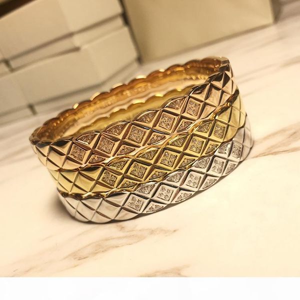 

luxury cc plaid smooth micro adhesive titanium steel bracelet foreign trade selling titanium steel jewelry bracelets, Black