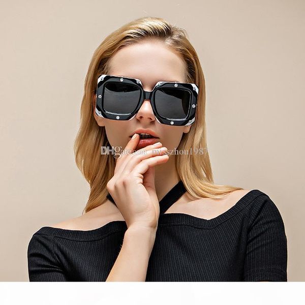 

2019 woman crystals oversized square black womens sunglasses new luxury sparkly frame sun glasses oversize square women sunglasses 100% uv, White;black