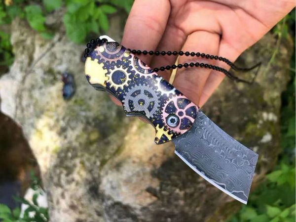 Продвижение маленький Damascus складной нож Damascus Steel Tanto Point Clade Acrylic ручка мини EDC карманные подарочные ножи