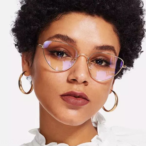 

2019 new cat's eye plain fashion all-match frame metal glasses frame men's and women's fashion glasses