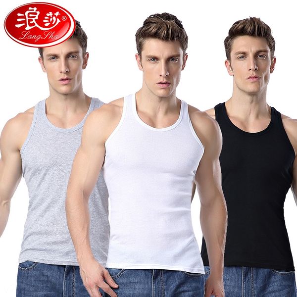 

langsha мужские трусы сплошной цвет жилет новый хлопок i-образными жилет спортивные базы колготок, White;black