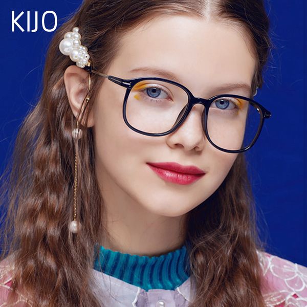 

2020 new ladies glasses round blue light transparent frameless glasses ladies big frame men transparent retro, White;black