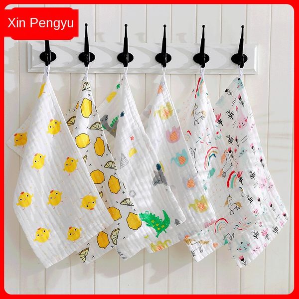 

gauze six-layer pure cotton gauze baby 25*50 high-density printed towel cartoon face washing daily towel