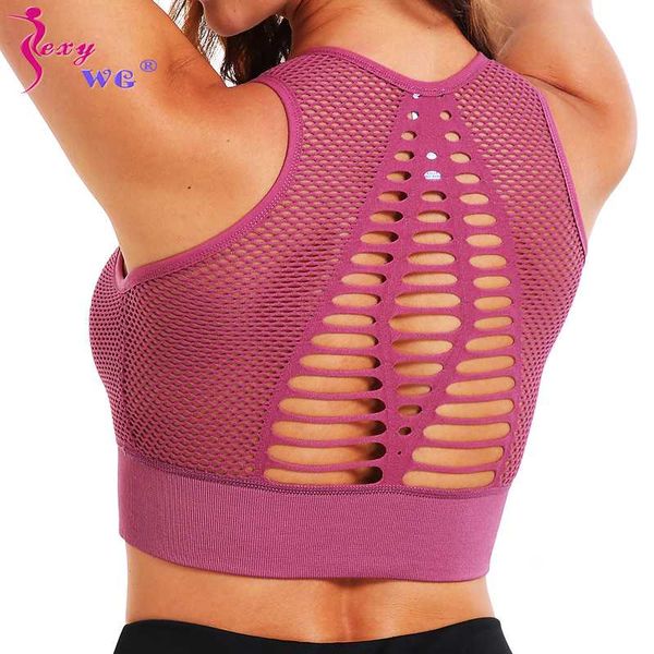 

sexywg sports bra women solid yoga bra sports crop back push up underwear shockproof gym shirt sportswear athletic vest, White;black