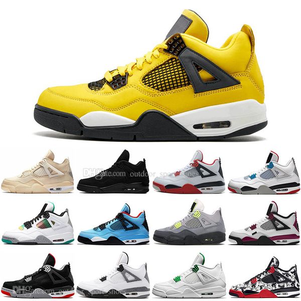 

2020 sail 4 4s black cat white cement what the fire red mens basketball shoes cactus jack tattoo thunder men women sports sneakers