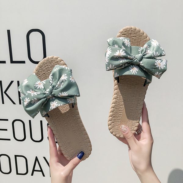 

slipper indoor outdoor flip women female bohemia bowknot flax linen flip flops beach shoes sandals slipper, Black