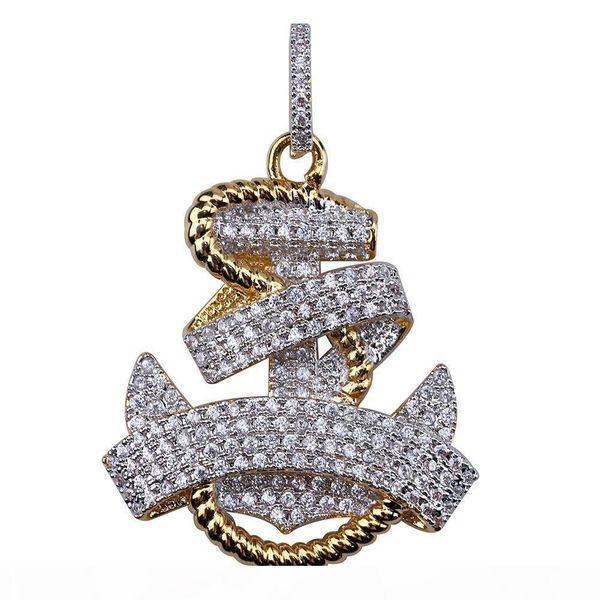 

iced out цепи подвеска конструктора ожерелье хип-хоп ювелирных изделий mens vintage anchor подвеска алмазная luxury кубинский ссылка свадебн, Silver