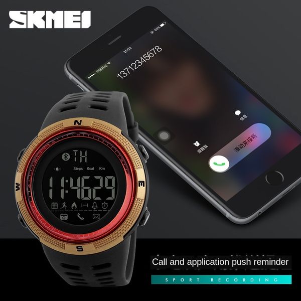 

shikemei outdoor fashion camera electronic bluetooth smart step reminder watch ios android camera sports electronic watch, Blue