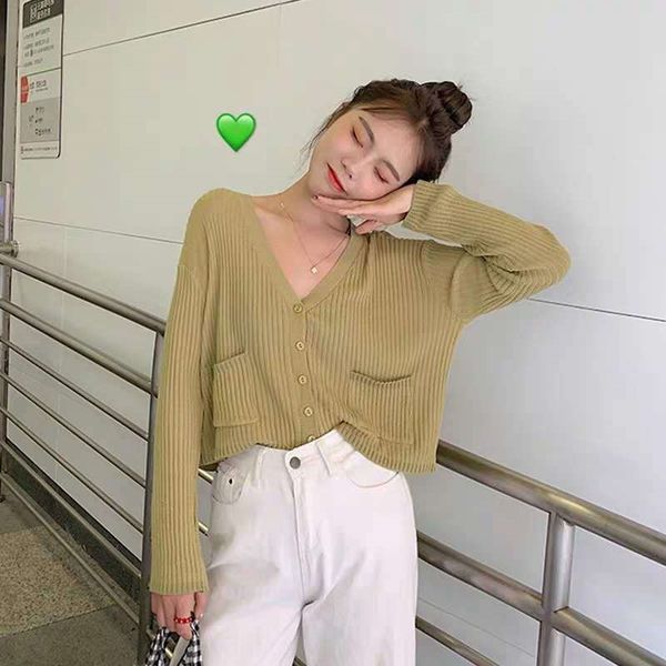 

women's knitted coat 2020 new korean style loose air-conditioned shirt outerwear cardigan coat thin sunscreen shirt top, White;black