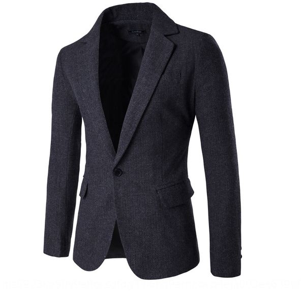 

2020 autumn men's coat herringbone fabric suit korean fashion casual simple suit coat 9283, Black