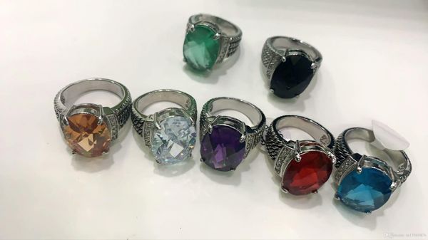 

new luxury women's female's ladies punk dj big gem diamond crystal silver ring crystal diamonds finger rings 7colors ing