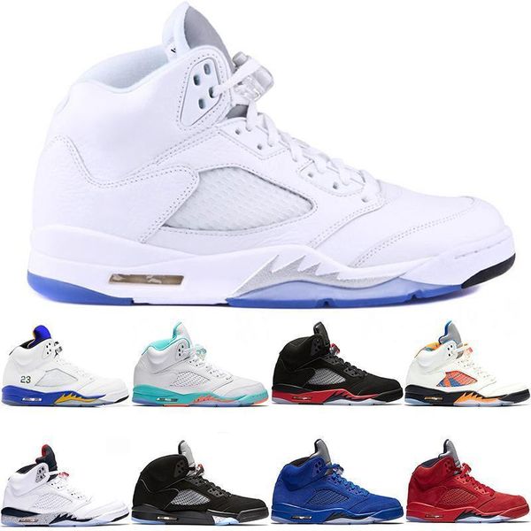 

basketball shoes 5 5s men women bred light aqua laney red blue suede white cement metallic black new sport sneaker size 5.5-13