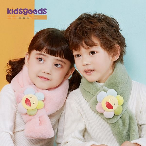 

2020 new warm scarfscarf children's season plush warm thick quilted baby scarf cute cartoon animal cute, Red;brown