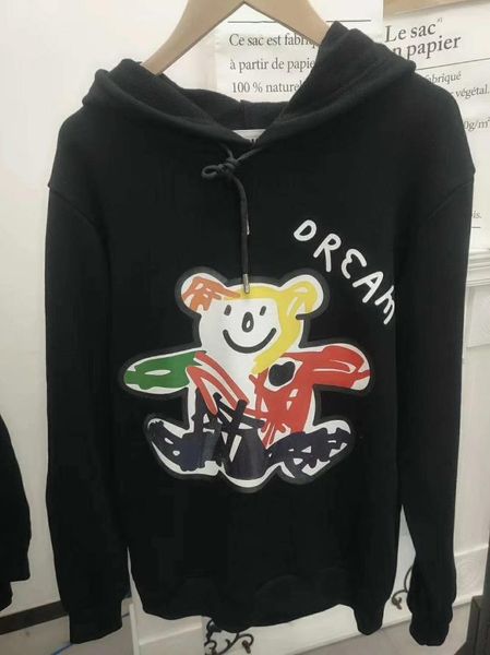 

cotton terry black and white hoodie sweater women's fashion grizzly bear kapi bear cute bear men and women hip hop sweater
