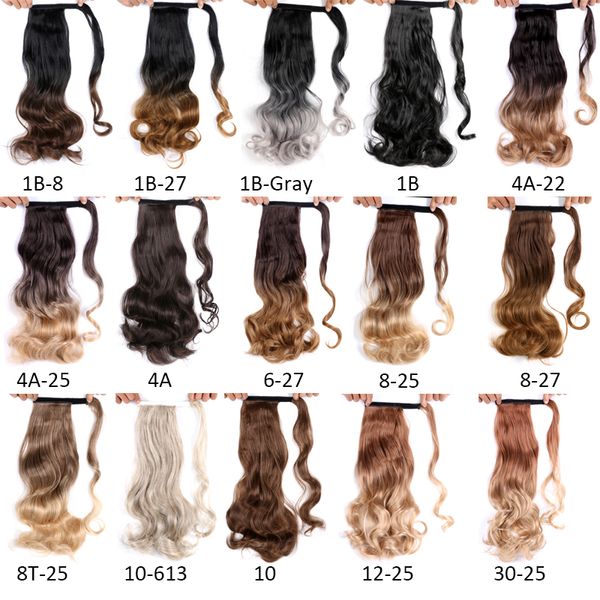 

synthetic band ponytail extension clip natural swing clip in wave hair 22 inch extension ponytail headwear, Black;brown
