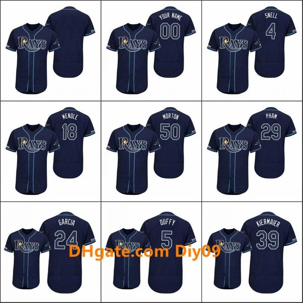 

tampa bay rays men #39 kevin kiermaier 24 avisail garcia 5 matt duffy women youth authentic flex base alternate custom jersey, Black