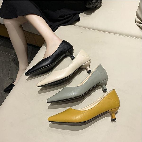 

kitten pointed toe heels leather dress shoes womens heels alternative fashion comfort women pump wedding shoes for women bride, Black
