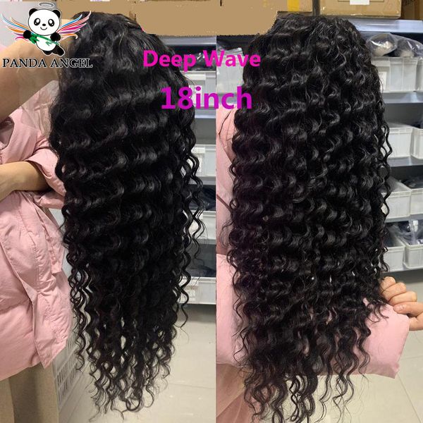 

13*4 deep wave human hair lace front wigs 150% pre plucked brazilian 13*6 transparent lace front human hair wigs for womenpanda, Black