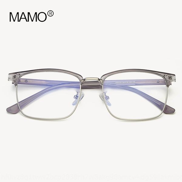 

h16122 new eyebrow frame glasses men's square simple plain mirror tr metal mixed glasses frame, Silver