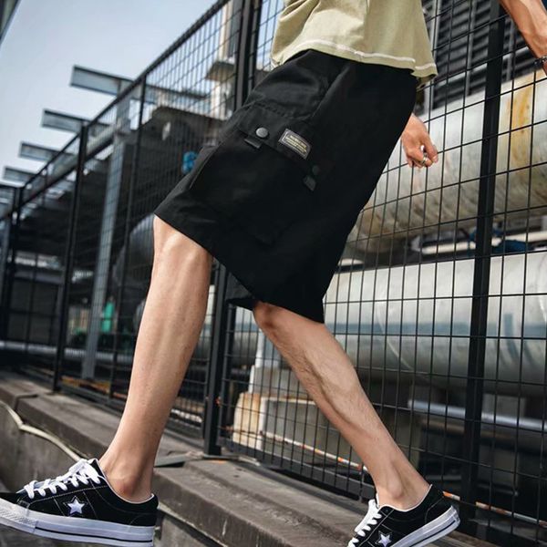 

summer trend casual workwear shorts men teenager loose-fit short korean-style students sports large pocket pants men's shorts-40, White;black