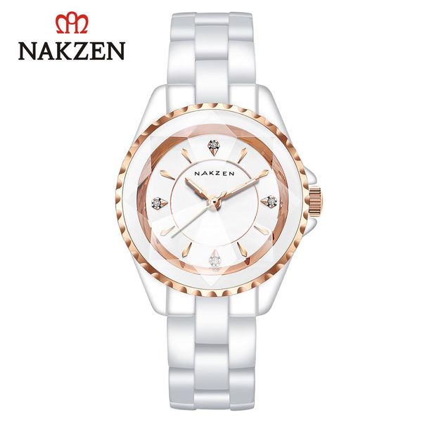 

ceramic watch ladies diamond-set japanese movement calendar waterproof quartz watch designer luxury classic dress watch holiday gift 1012, Slivery;brown