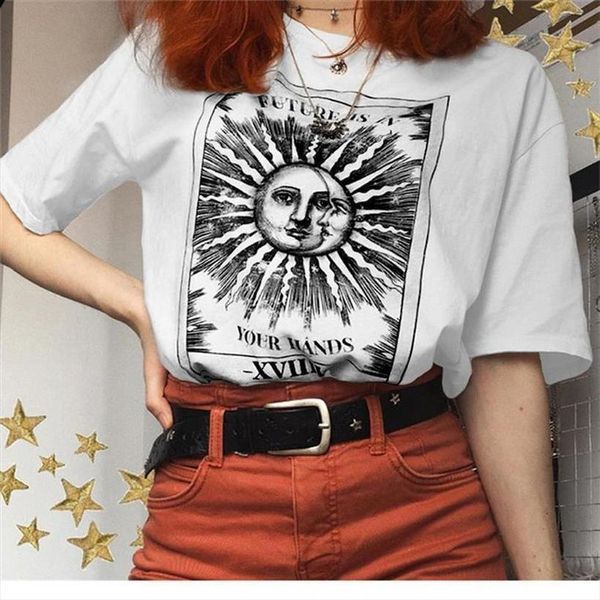 

2020 summer 90 harajuku t shirt girl vintage short fracile angel aesthetic print t shirts women fashion, White