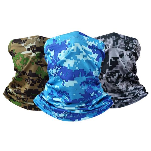 

3pcs outdoor scarf mask summer sun protection neck gaiter breathable neck scarf for riding fishing (camouflage green + ca, Black